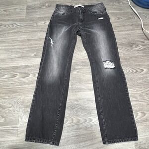 Levi's 511 Slim Fit Distressed Black Wash‎ Denim Jeans Distressed 18 REG 29x29